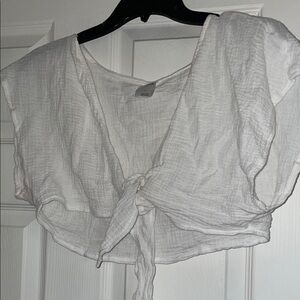 Wild Fable Cream Tie-Front Crop Top